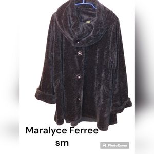 Vtg Maralyce Ferree Faux Fleece Coat S euc